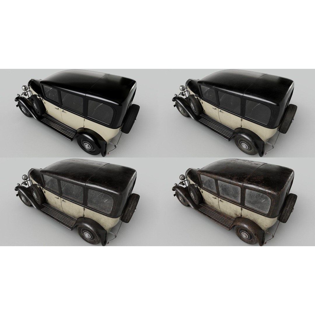 Classic Car 3D Model – Antique Design, PBR Textures, FBX & OBJ - View 12