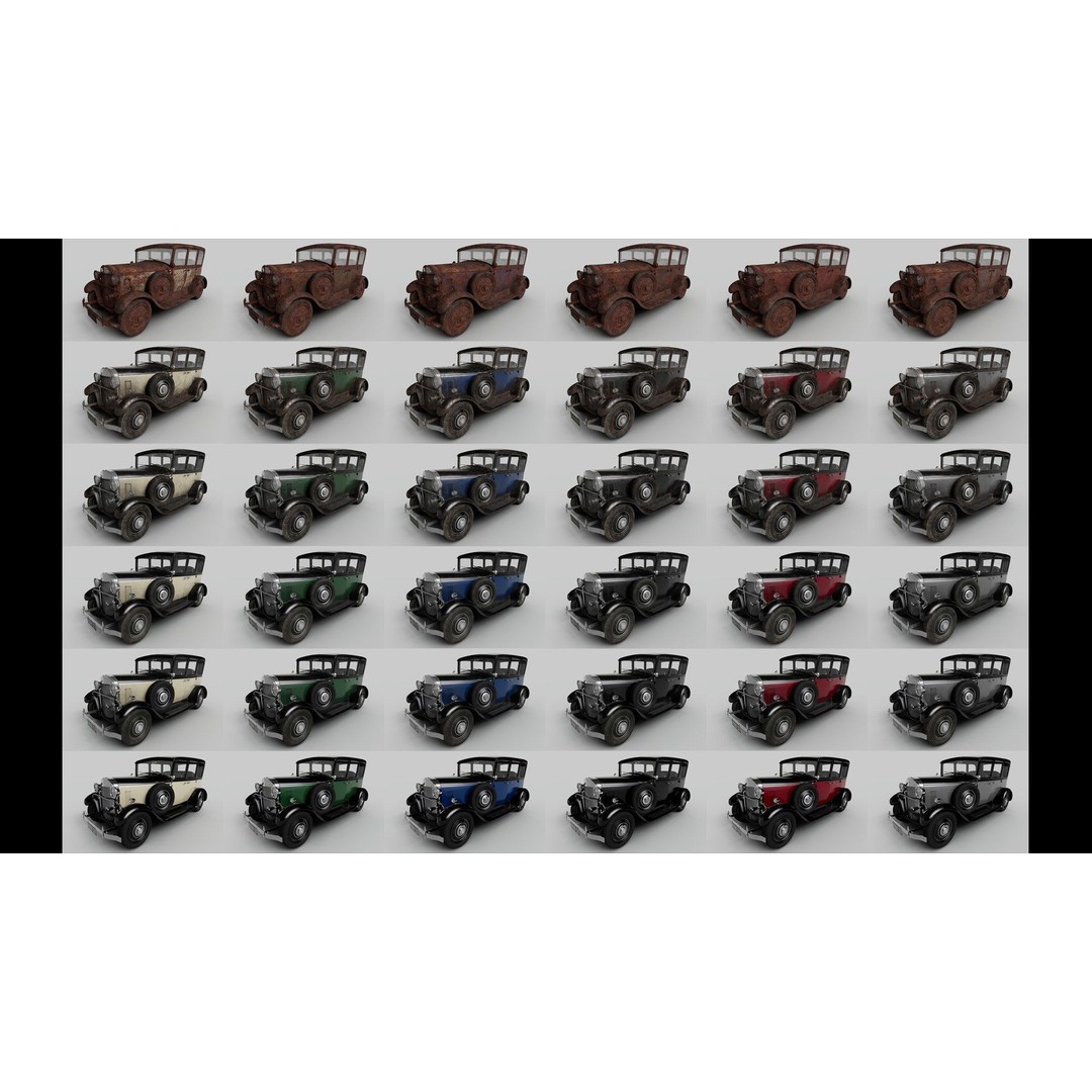 Classic Car 3D Model – Antique Design, PBR Textures, FBX & OBJ - View 14