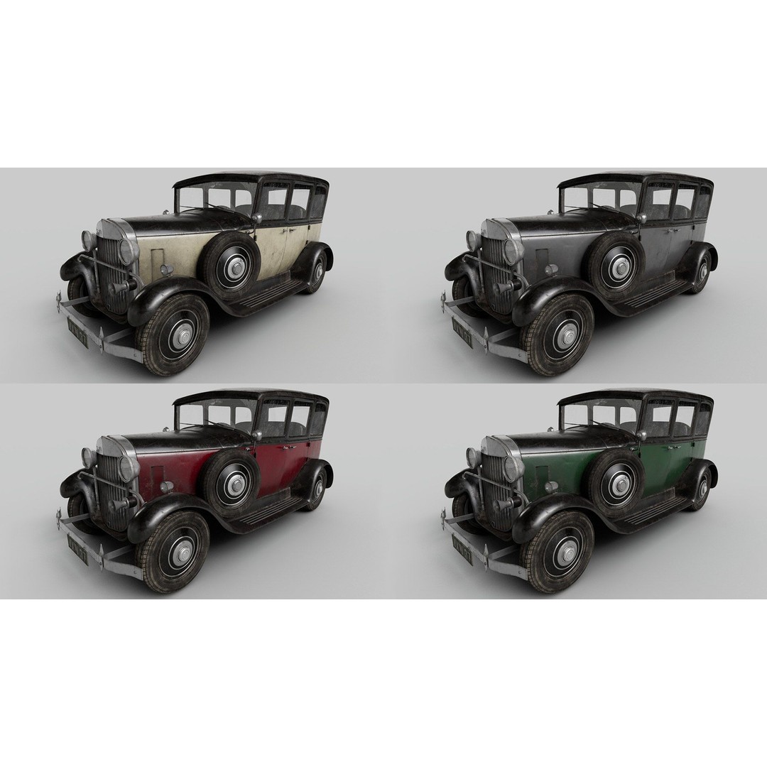 Classic Car 3D Model – Antique Design, PBR Textures, FBX & OBJ - View 3