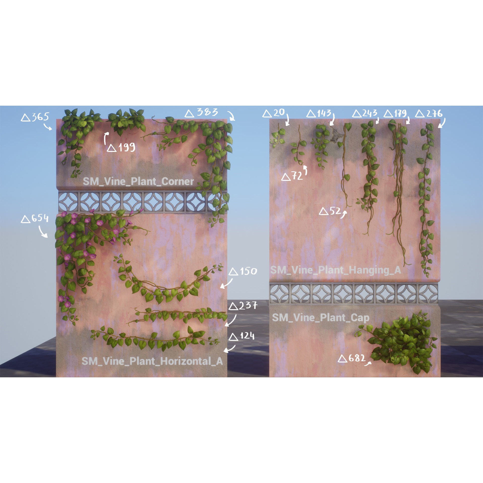 Vine Plants Pack - Low-Poly Game-Ready 3D Model - View 7