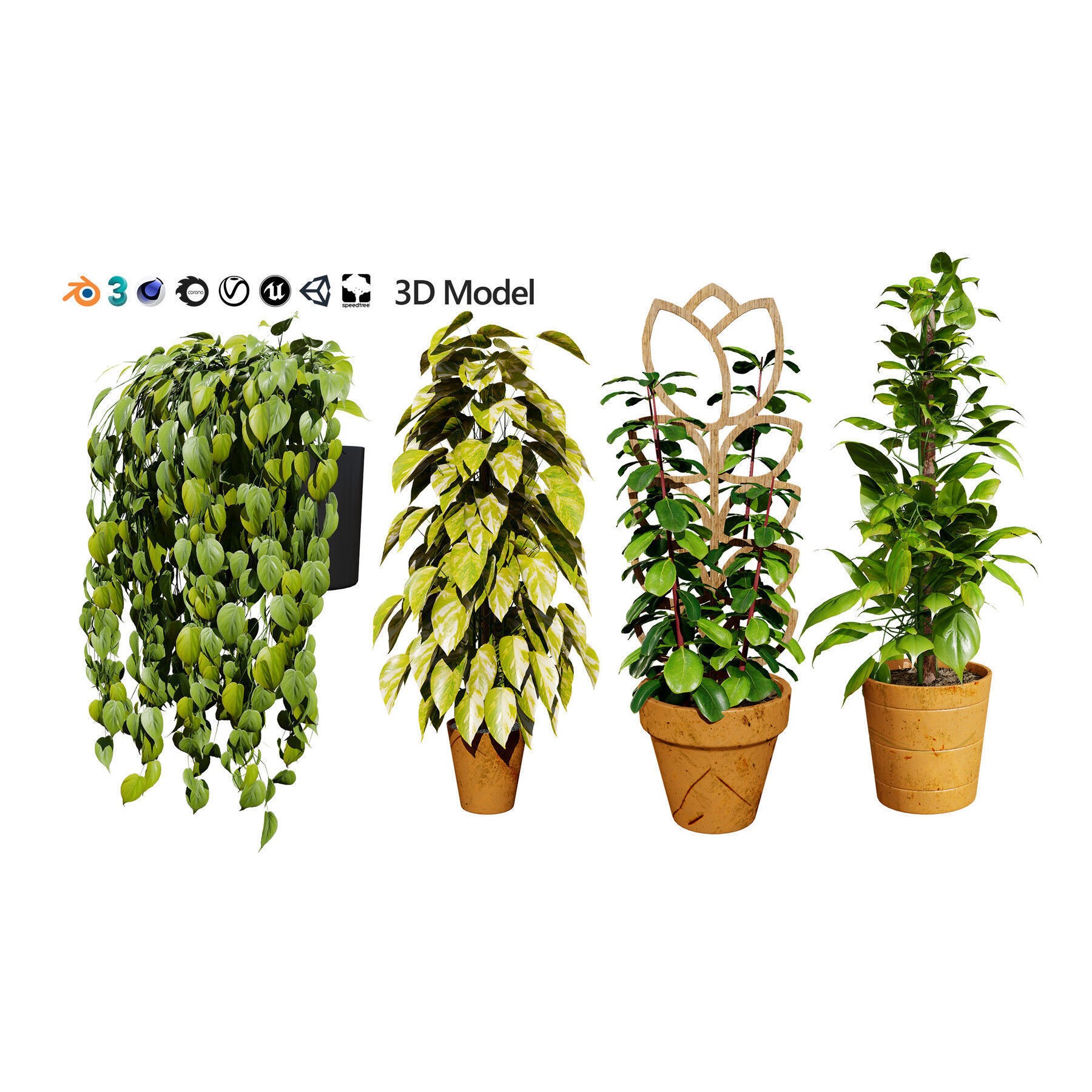 Potted Plant Collection - Low-Poly Game-Ready 3D Model - View 21