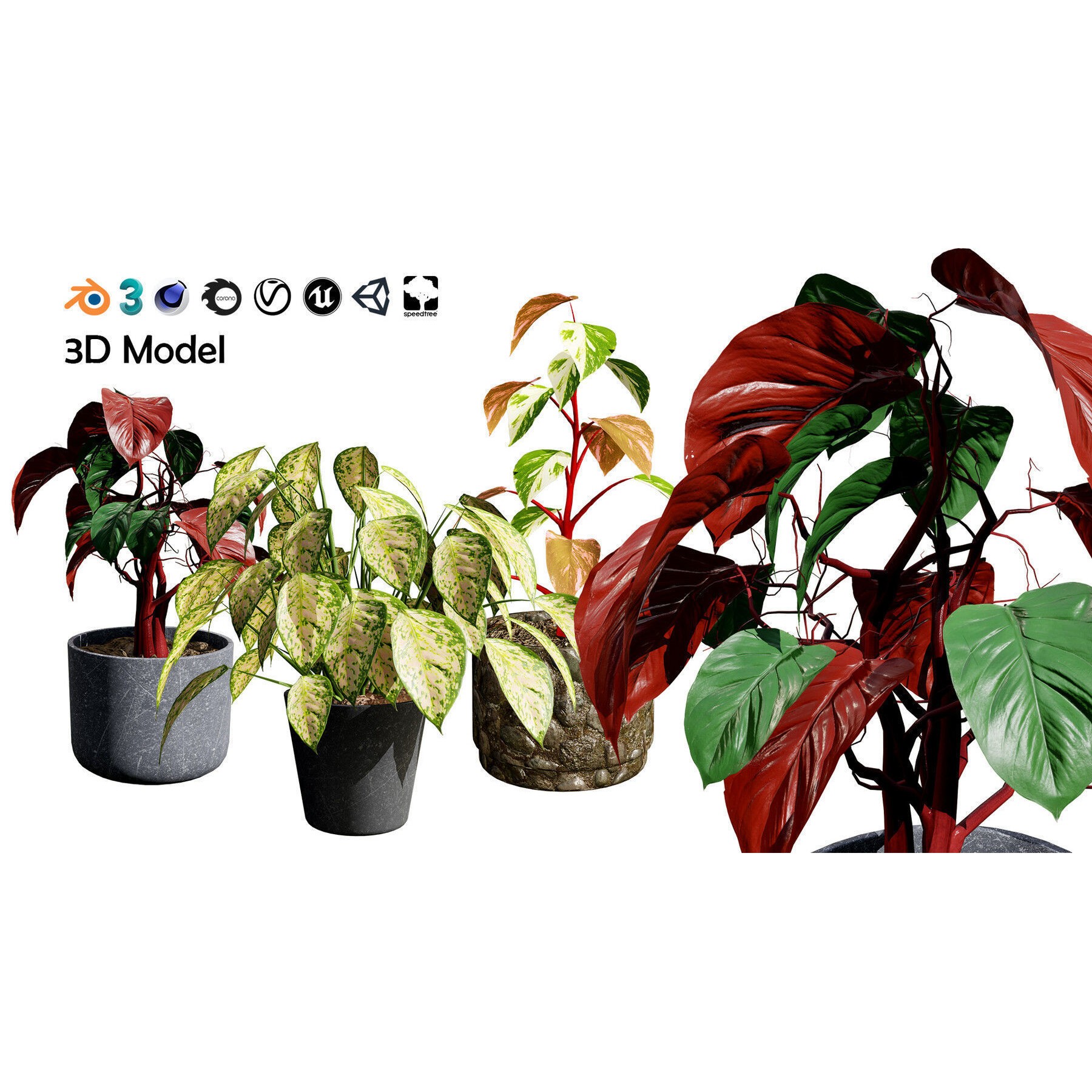 Potted Plant Collection - Low-Poly Game-Ready 3D Model - View 27