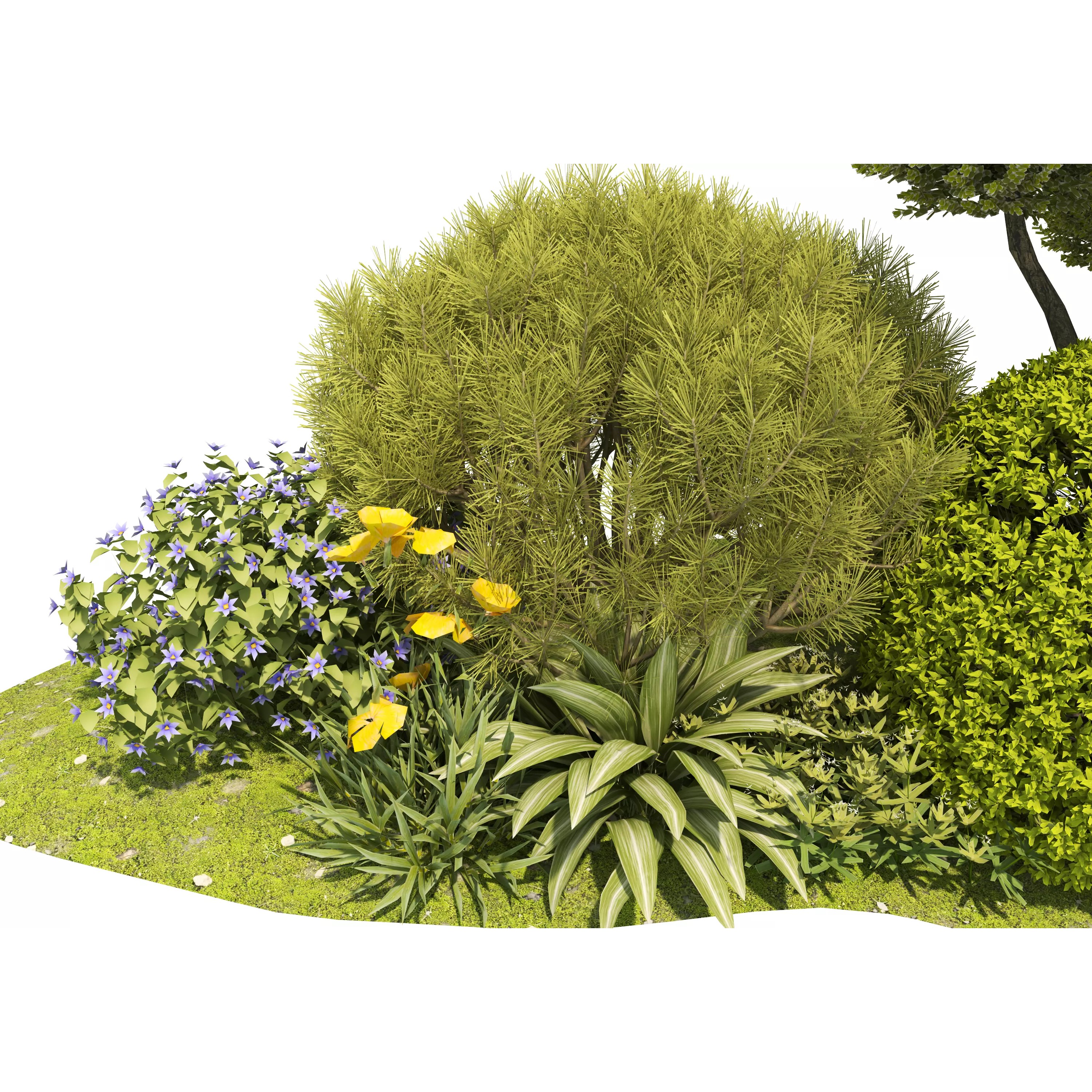 Flower Bed Plants - Low-Poly Game-Ready 3D Model - View 10