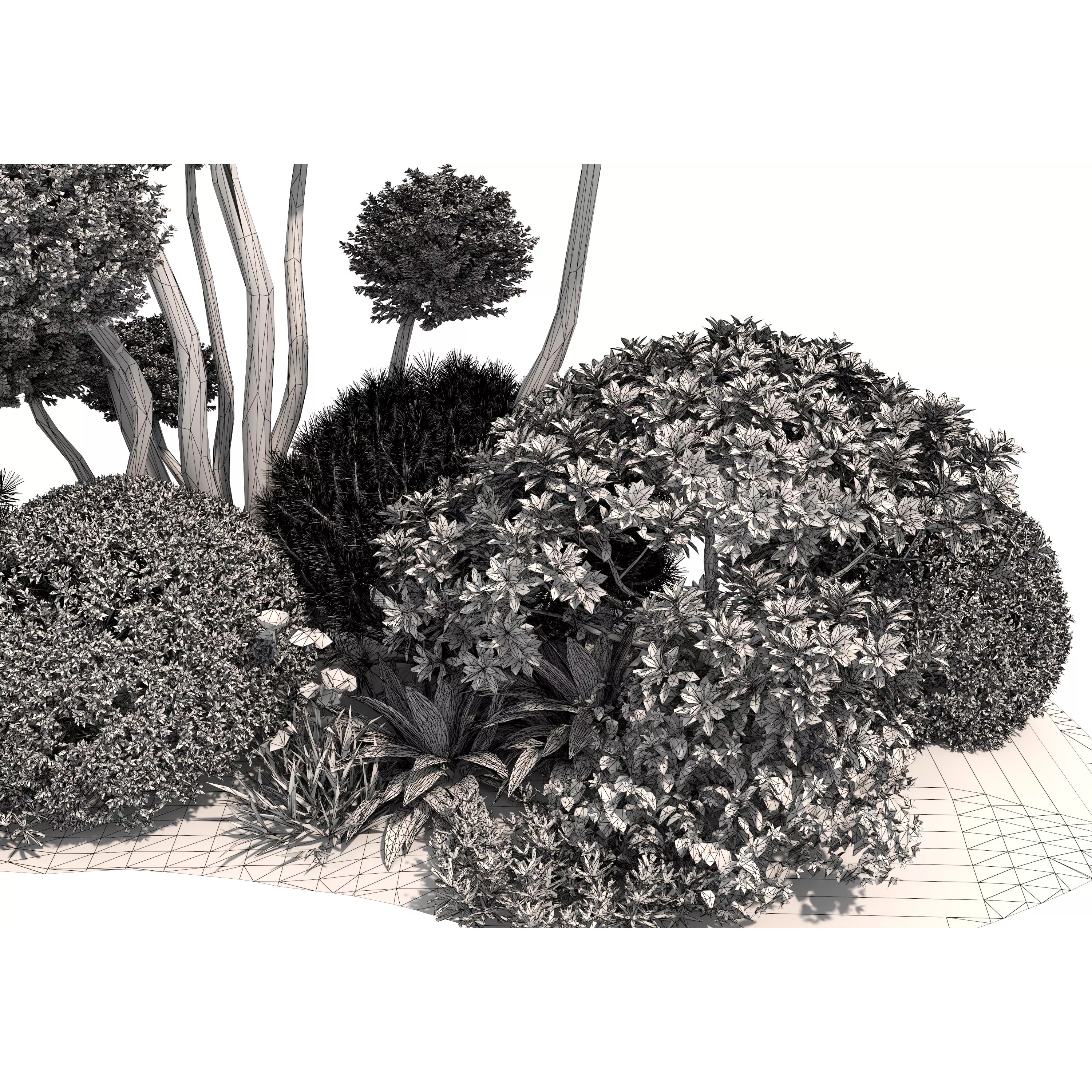 Flower Bed Plants - Low-Poly Game-Ready 3D Model - View 21