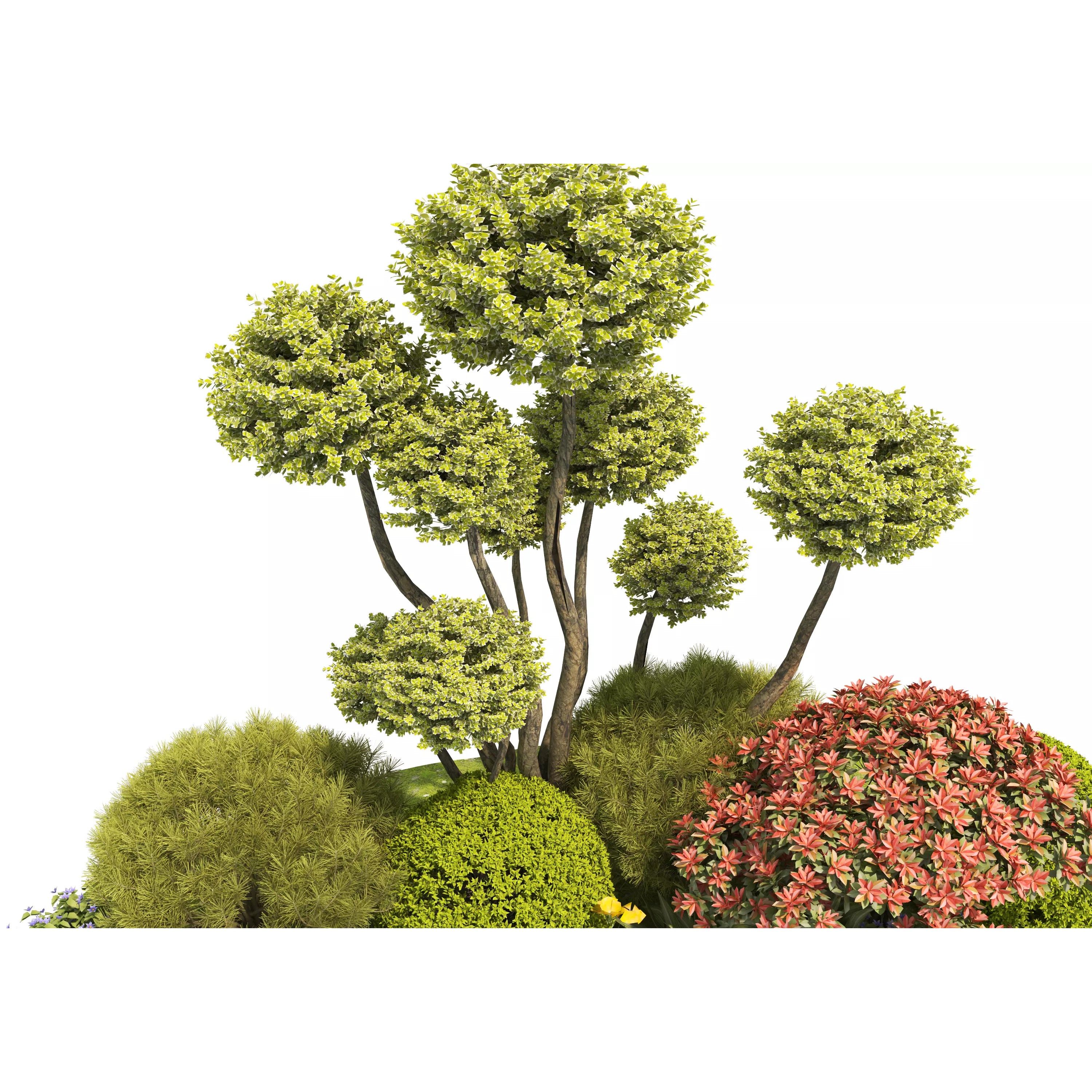Flower Bed Plants - Low-Poly Game-Ready 3D Model - View 7