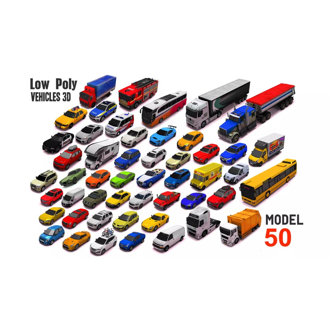 Extreme Vehicle Pack 3D Model – Low Poly Game Asset, FBX & OBJ - View 2