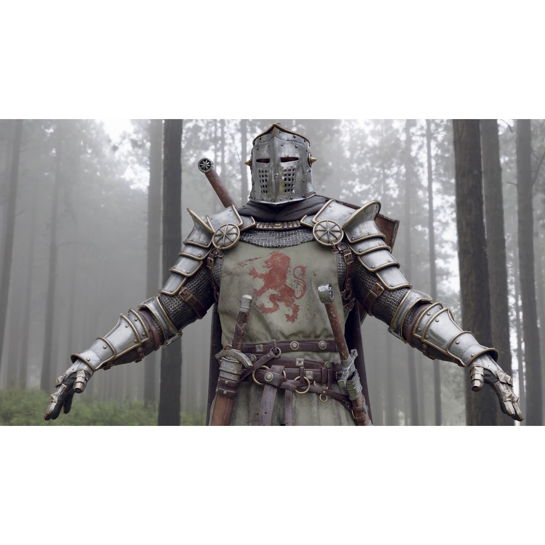 Crusader Knight 3D Model – Low Poly Game Ready Character, FBX - View 10