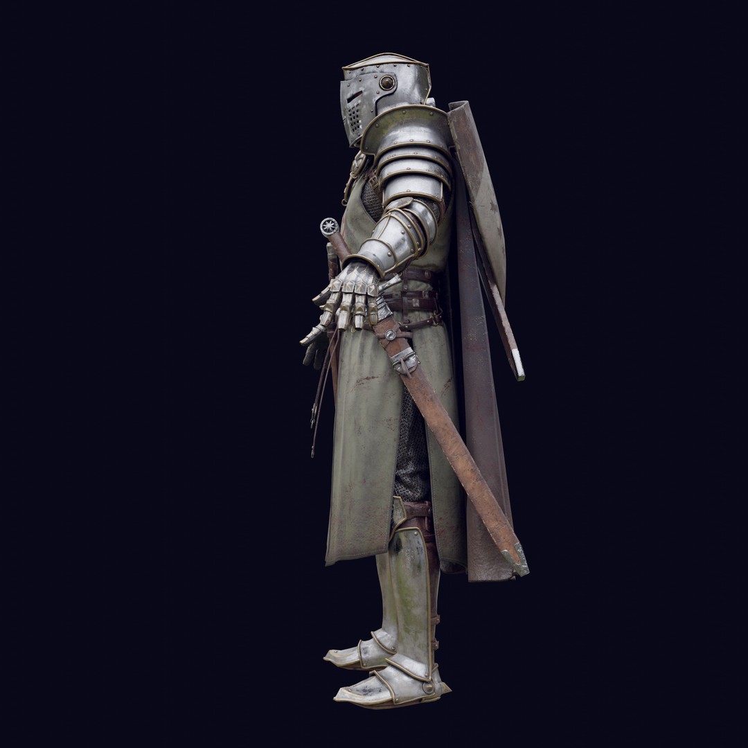 Crusader Knight 3D Model – Low Poly Game Ready Character, FBX - View 17