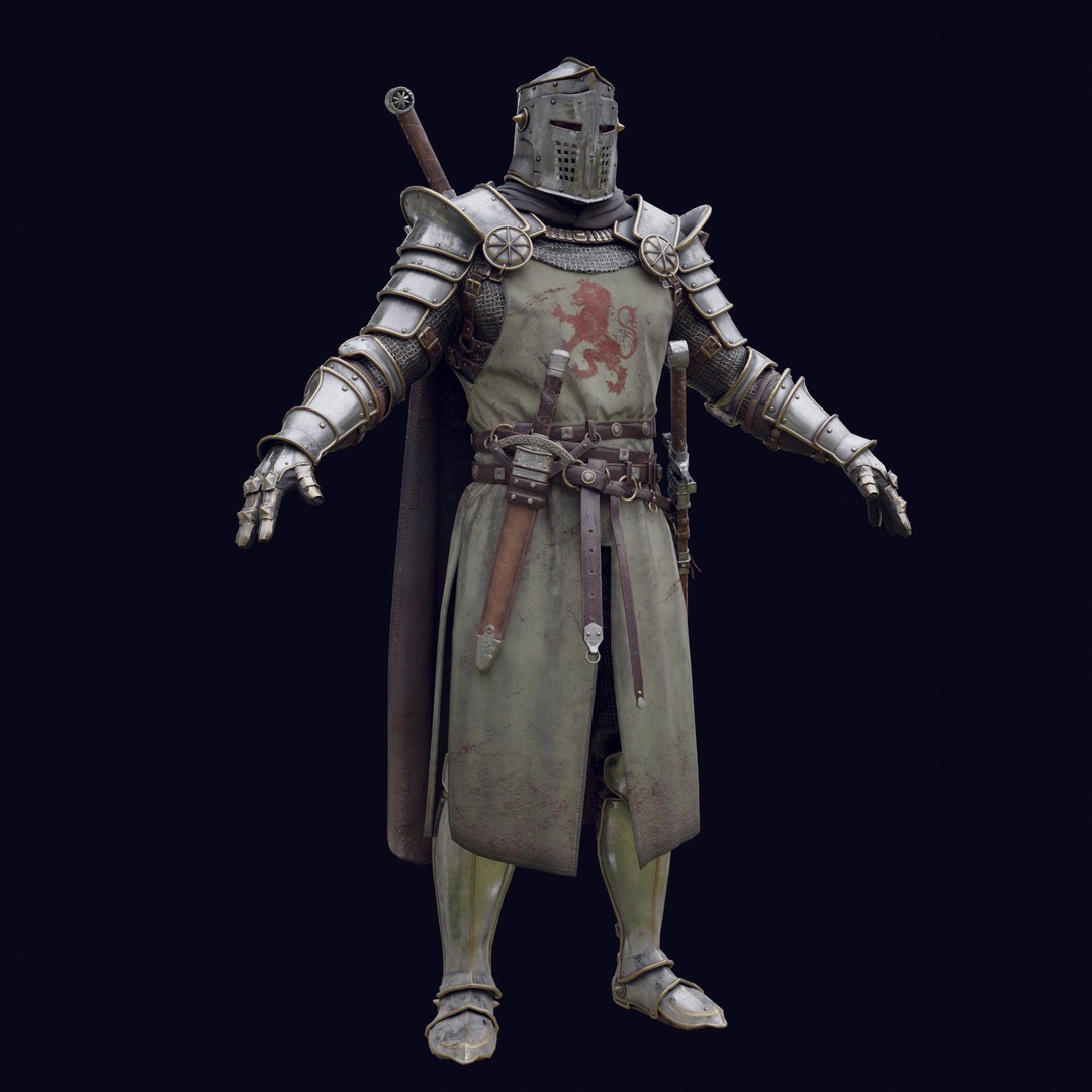 Crusader Knight 3D Model – Low Poly Game Ready Character, FBX - View 18