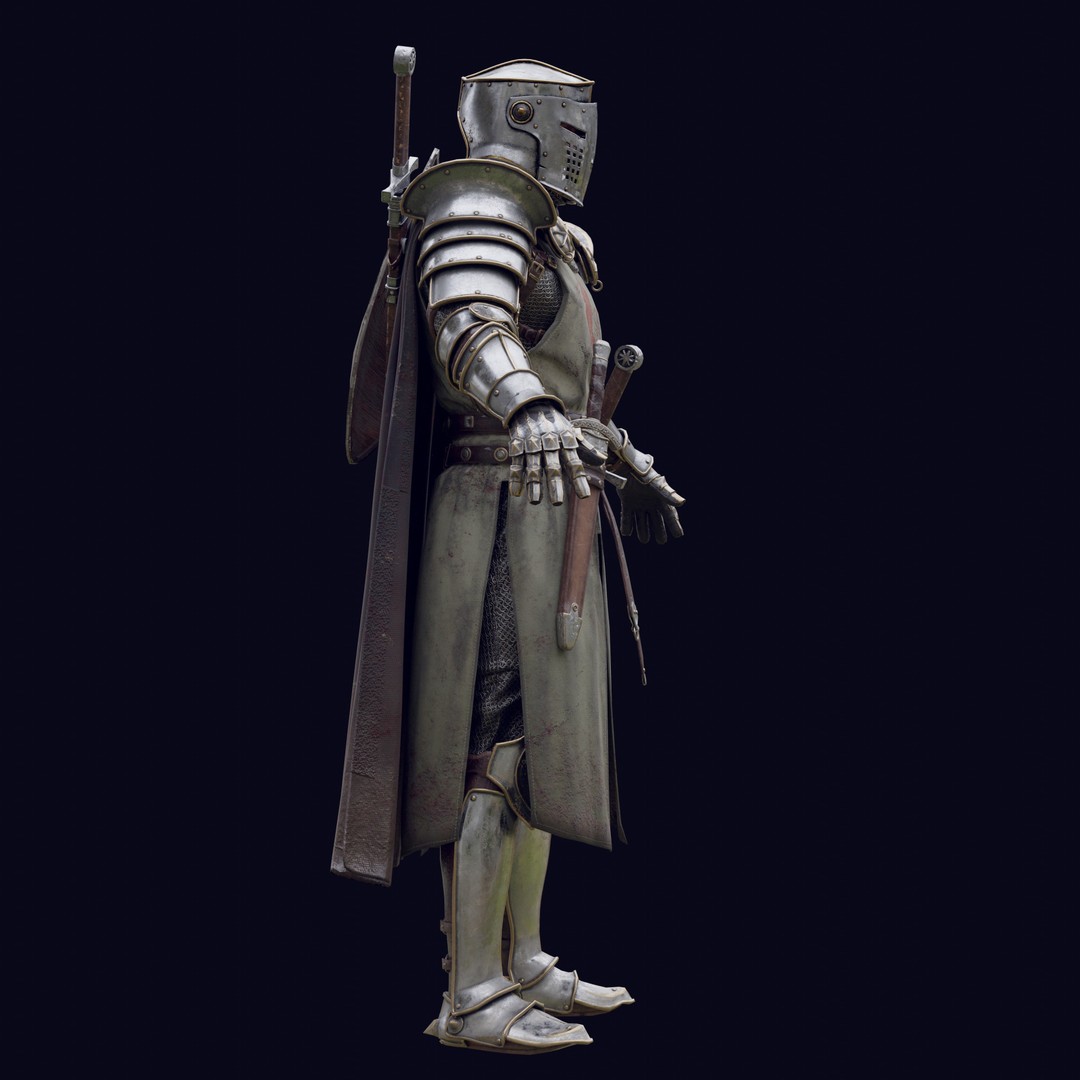 Crusader Knight 3D Model – Low Poly Game Ready Character, FBX - View 19