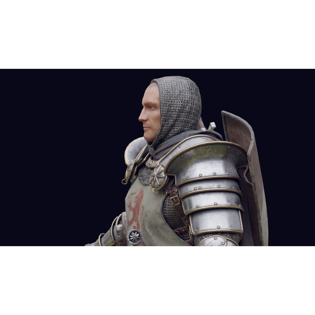 Crusader Knight 3D Model – Low Poly Game Ready Character, FBX - View 23