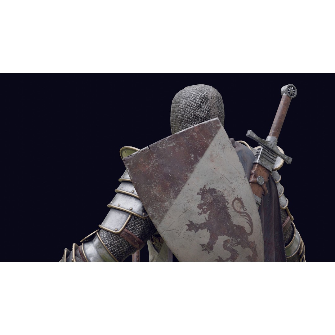 Crusader Knight 3D Model – Low Poly Game Ready Character, FBX - View 24