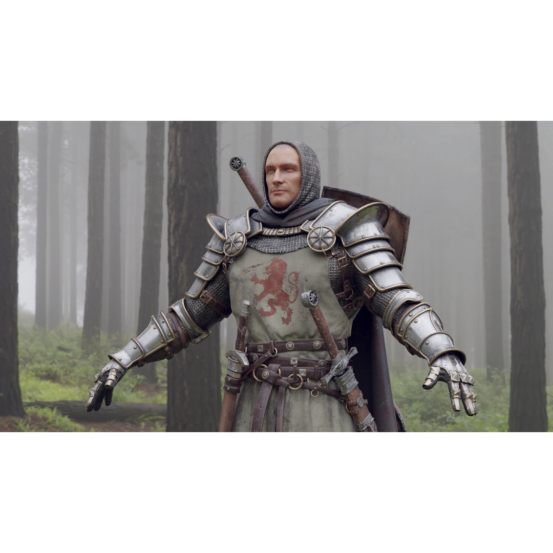 Crusader Knight 3D Model – Low Poly Game Ready Character, FBX - View 25