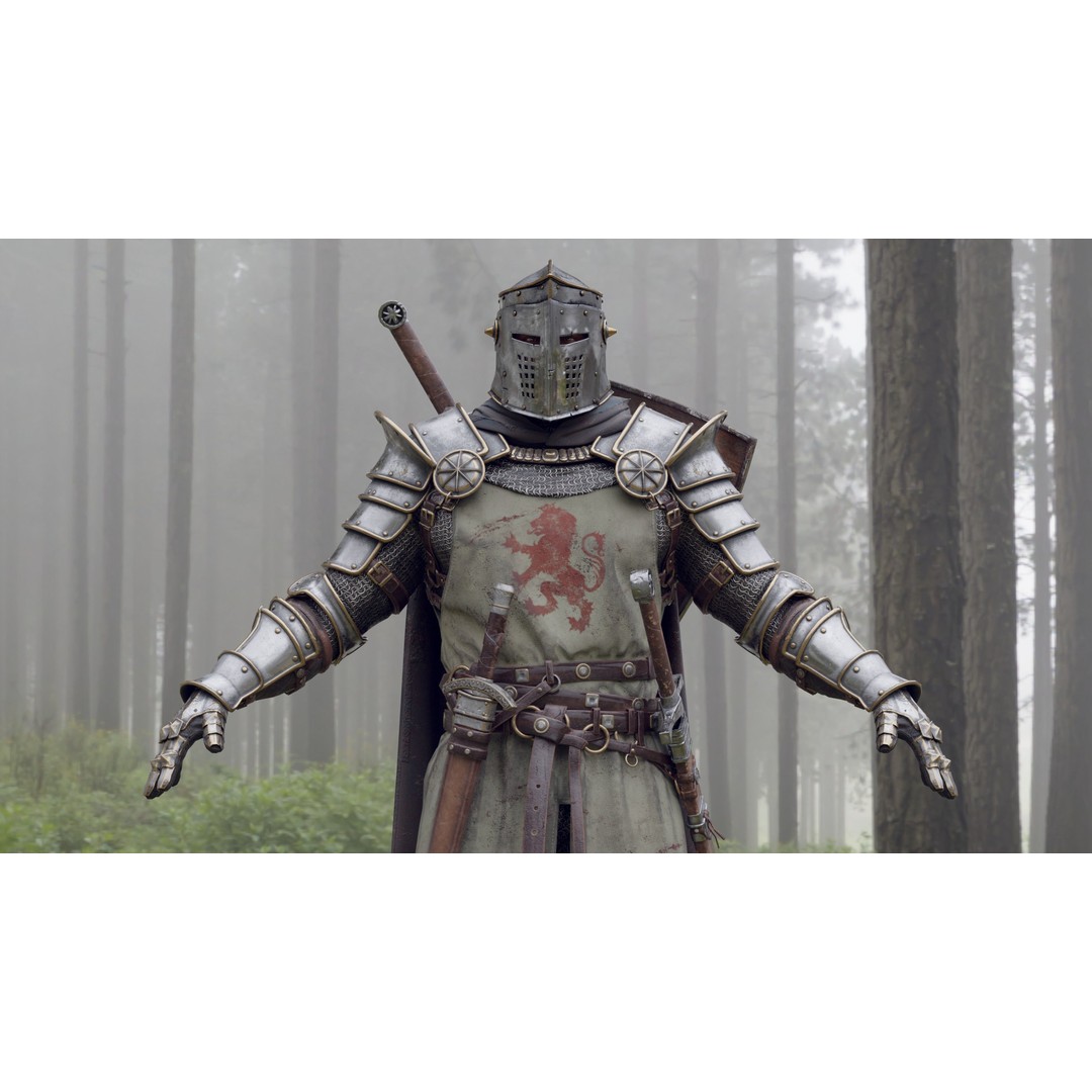 Crusader Knight 3D Model – Low Poly Game Ready Character, FBX - View 27