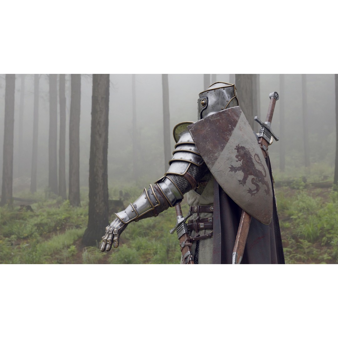 Crusader Knight 3D Model – Low Poly Game Ready Character, FBX - View 29