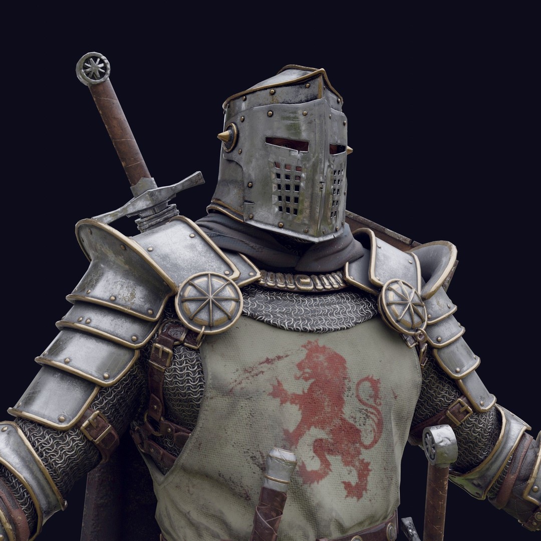 Crusader Knight 3D Model – Low Poly Game Ready Character, FBX - View 31