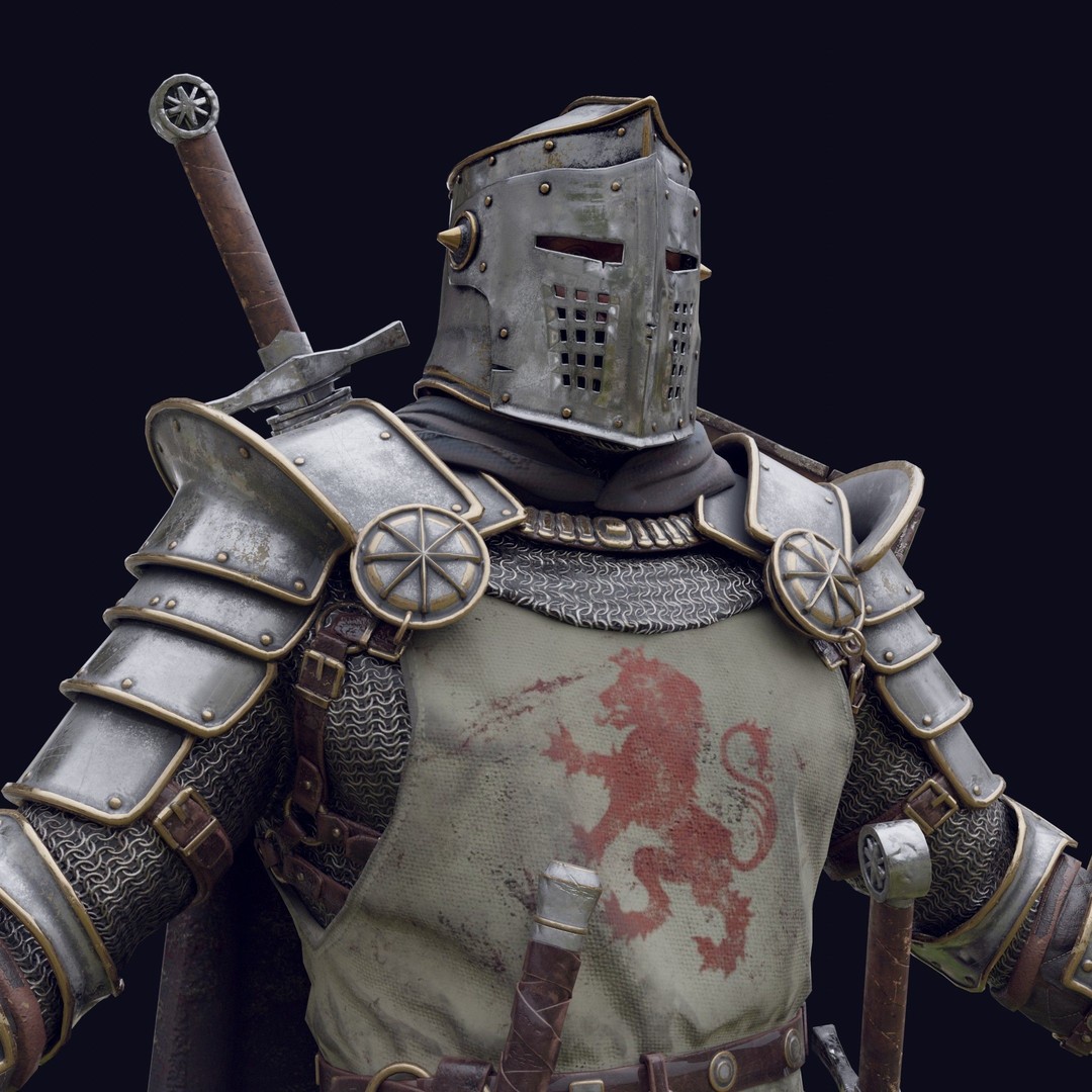 Crusader Knight 3D Model – Low Poly Game Ready Character, FBX - View 32