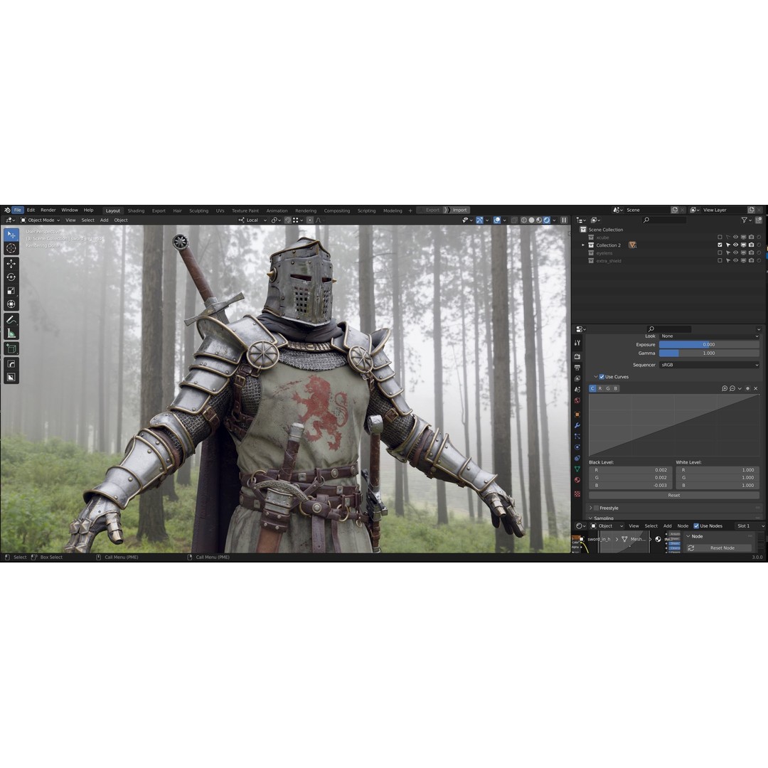 Crusader Knight 3D Model – Low Poly Game Ready Character, FBX - View 34
