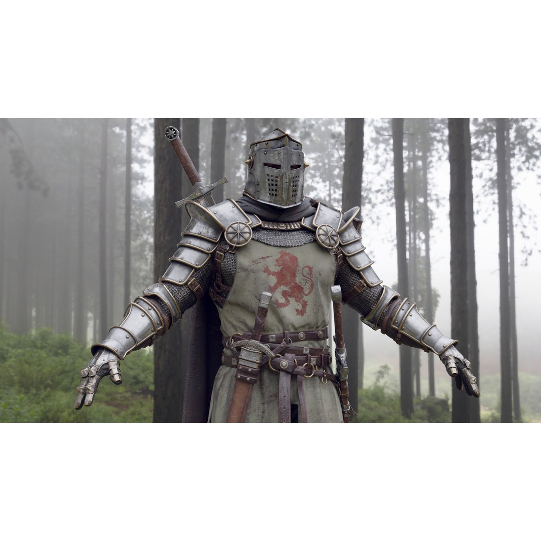 Crusader Knight 3D Model – Low Poly Game Ready Character, FBX - View 4