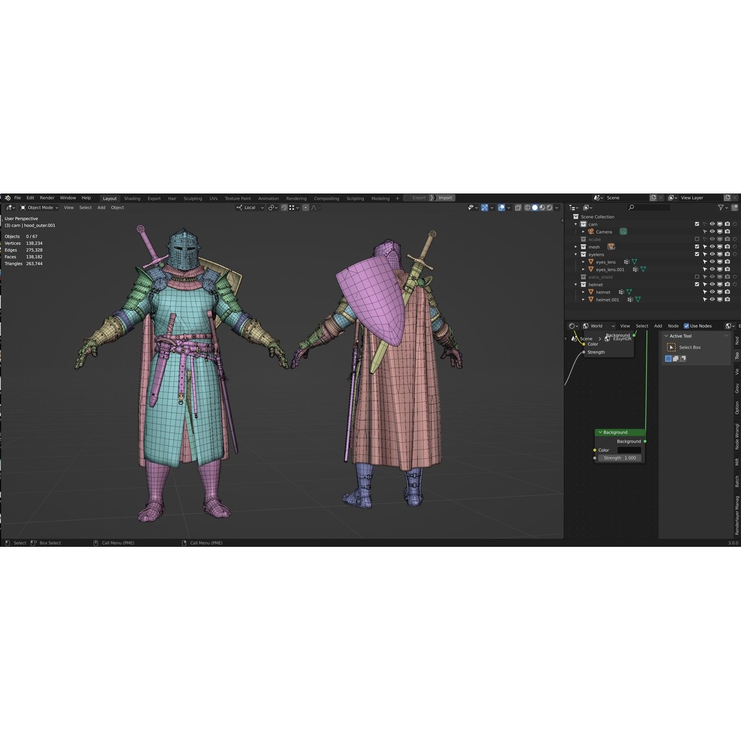 Crusader Knight 3D Model – Low Poly Game Ready Character, FBX - View 41