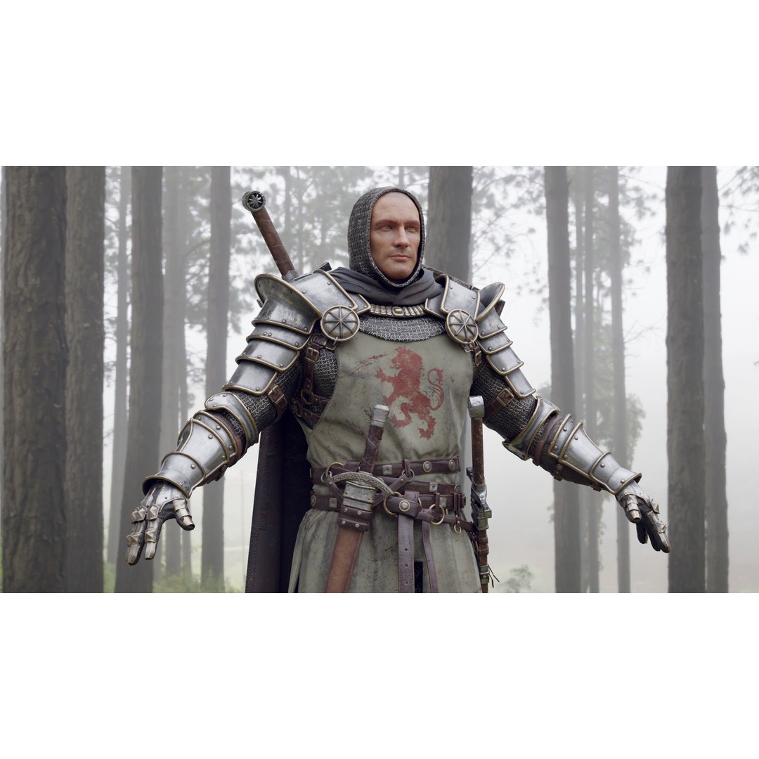 Crusader Knight 3D Model – Low Poly Game Ready Character, FBX - View 5