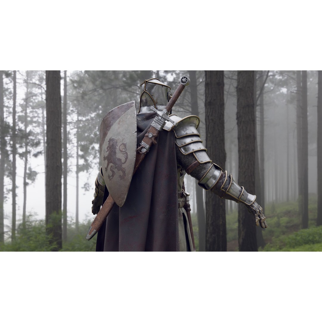 Crusader Knight 3D Model – Low Poly Game Ready Character, FBX - View 6