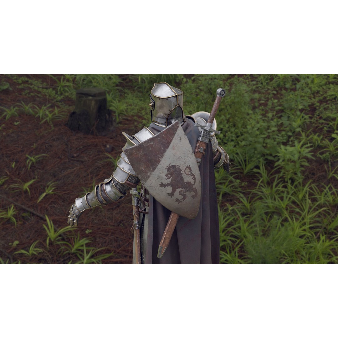 Crusader Knight 3D Model – Low Poly Game Ready Character, FBX - View 7
