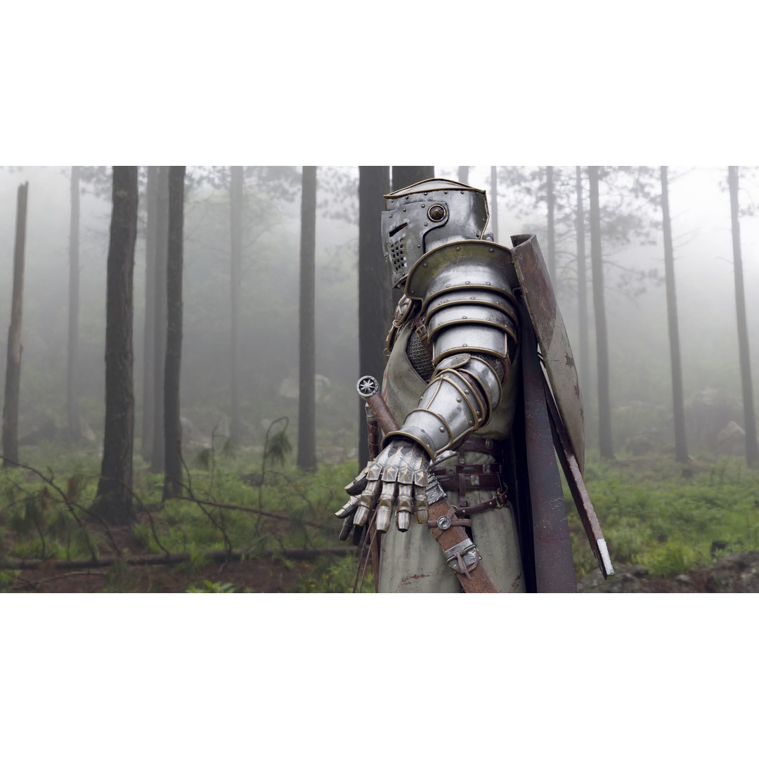 Crusader Knight 3D Model – Low Poly Game Ready Character, FBX - View 8