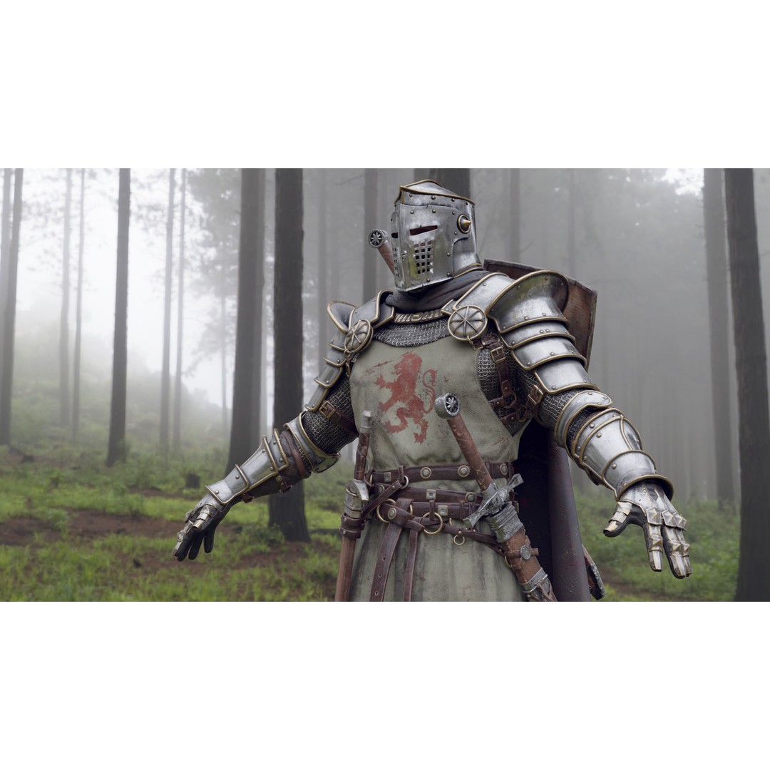 Crusader Knight 3D Model – Low Poly Game Ready Character, FBX - View 9