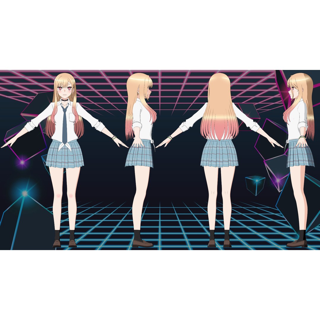 Marin Kitagawa 3D Model – Low Poly Rigged Character for Blender - View 10
