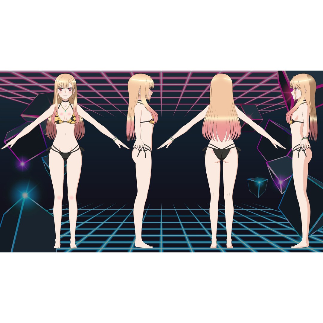 Marin Kitagawa 3D Model – Low Poly Rigged Character for Blender - View 12