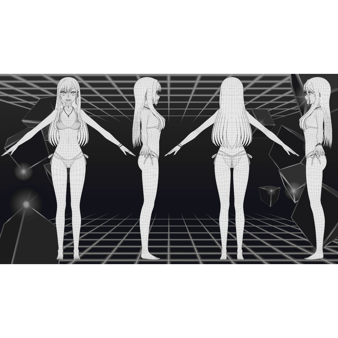 Marin Kitagawa 3D Model – Low Poly Rigged Character for Blender - View 13