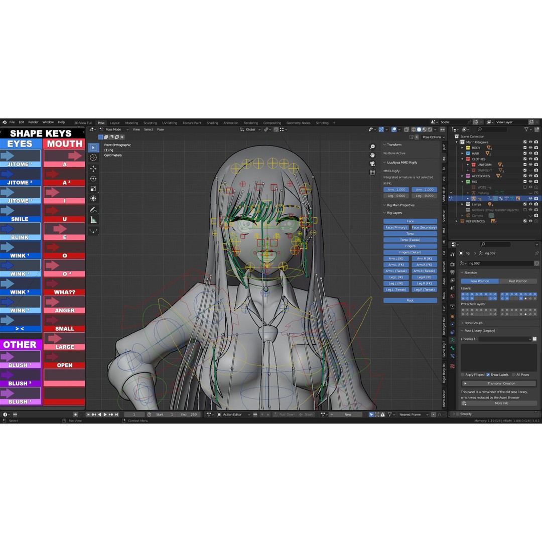 Marin Kitagawa 3D Model – Low Poly Rigged Character for Blender - View 16