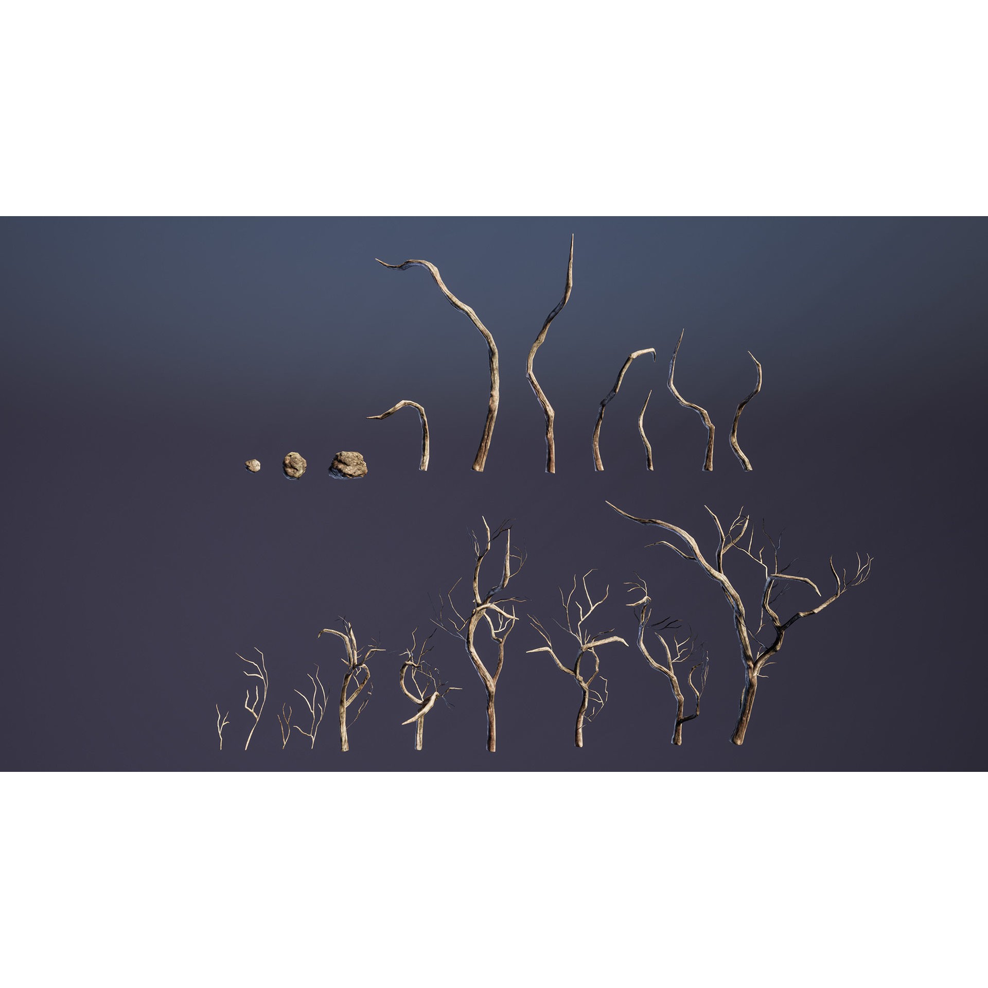 Twisted Snags - Low-Poly Game-Ready 3D Model