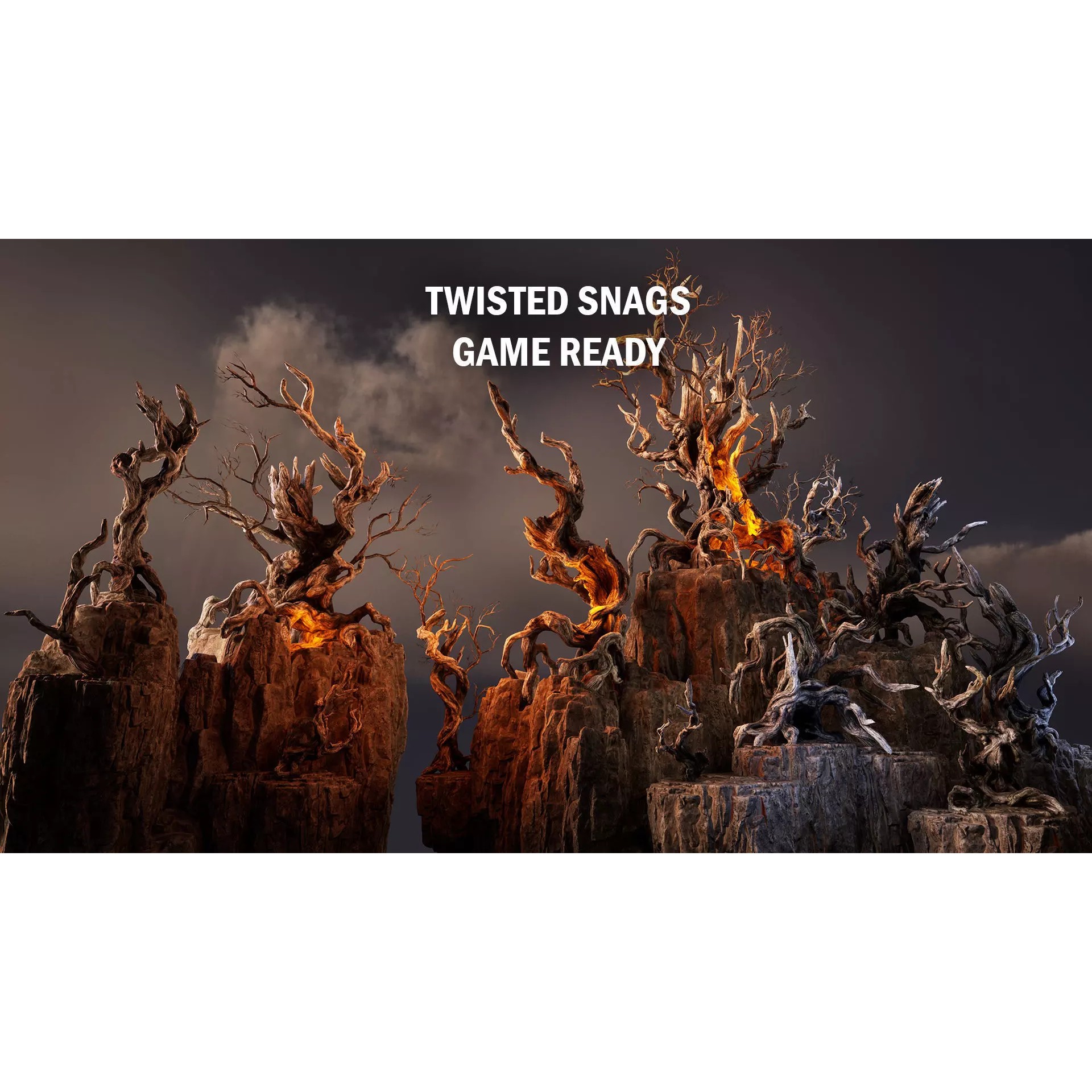 Twisted Snags - Low-Poly Game-Ready 3D Model - View 2