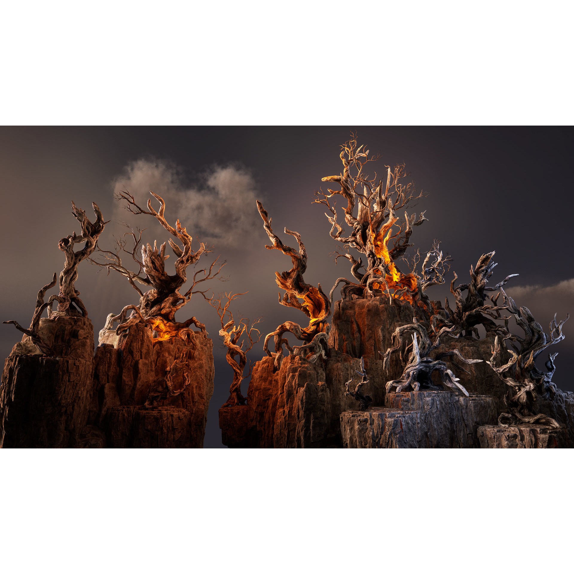 Twisted Snags - Low-Poly Game-Ready 3D Model - View 3