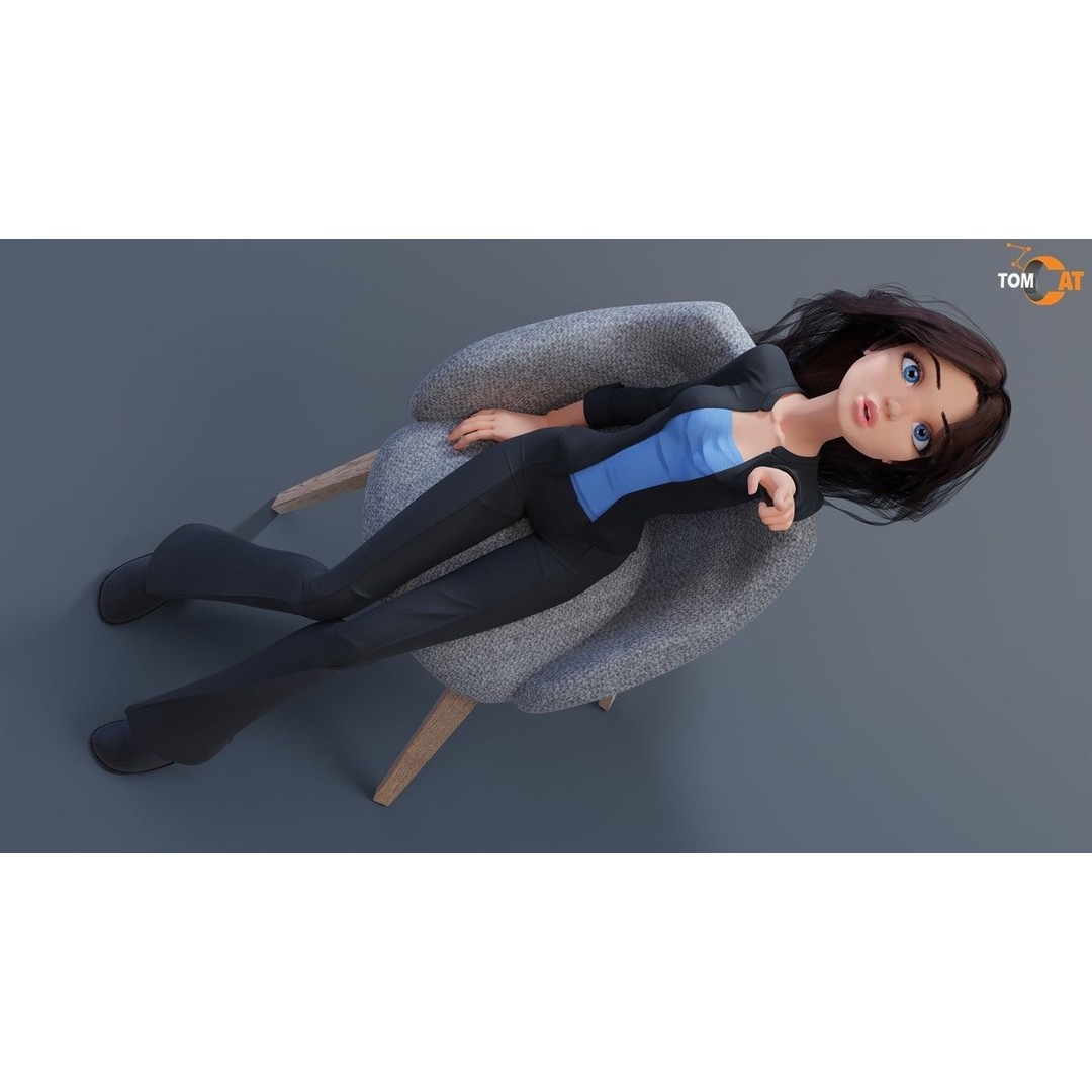 Tory Rigged Woman Character 3D Model – Stylized Blender Asset, PBR Textures - View 16