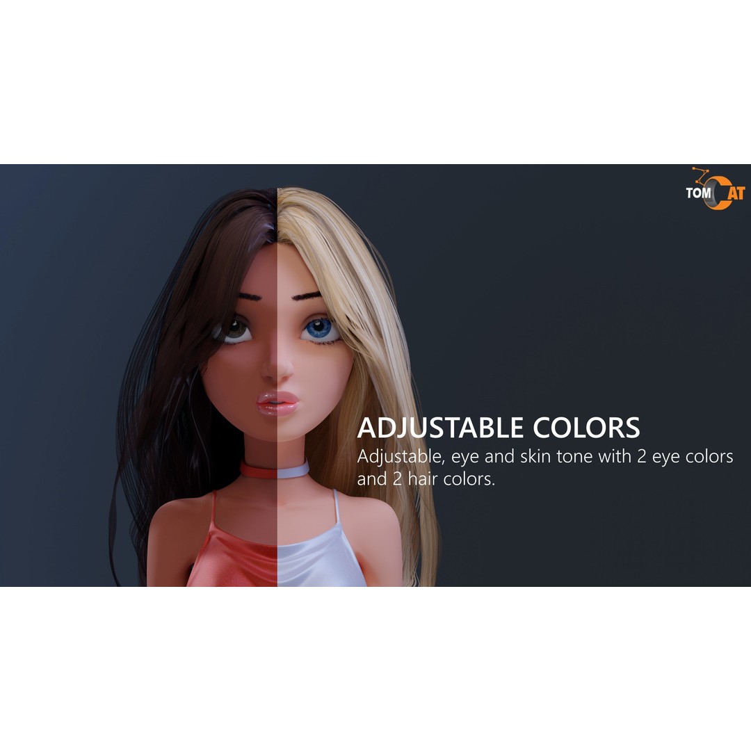 Tory Rigged Woman Character 3D Model – Stylized Blender Asset, PBR Textures - View 9