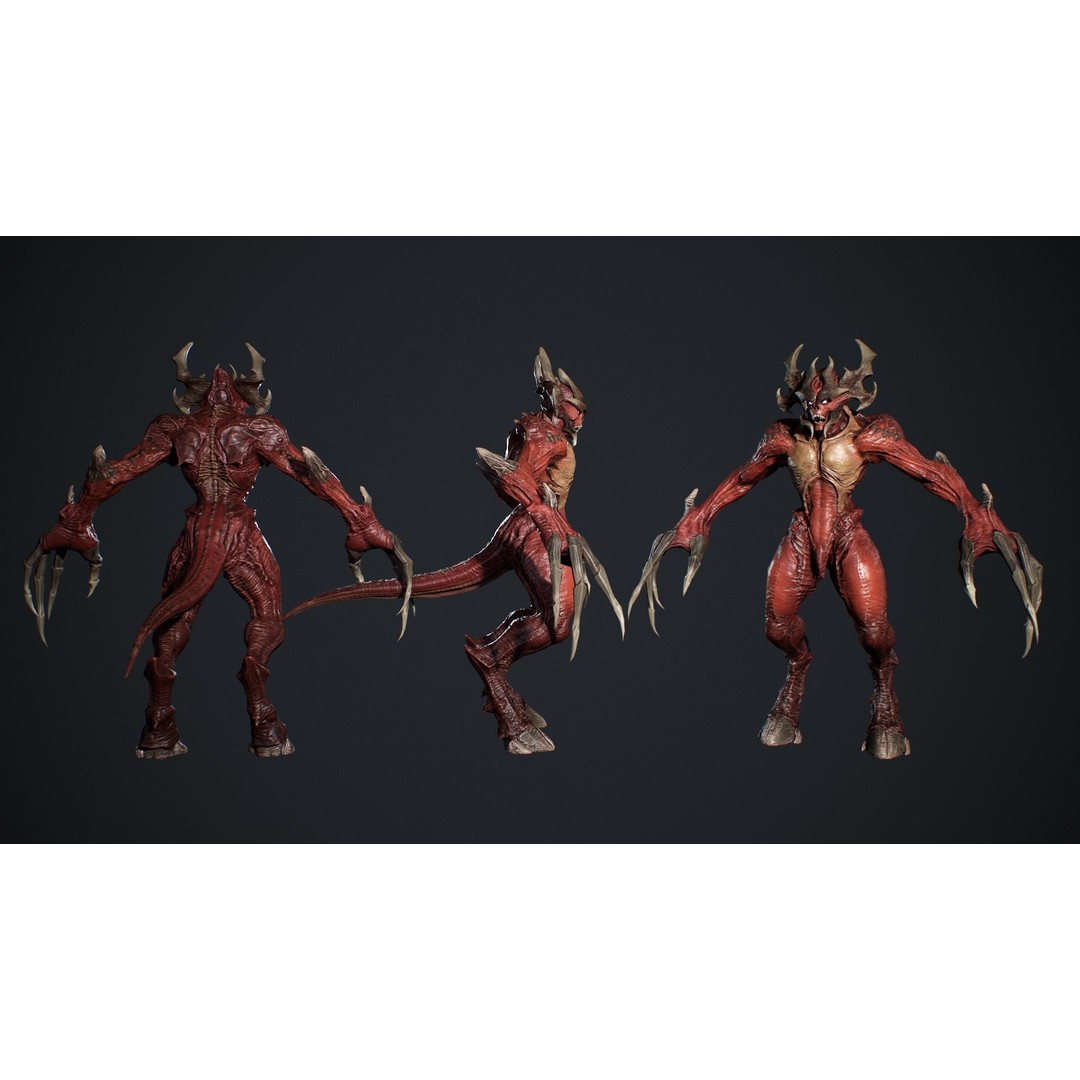 Archdemon 3D Model – Low Poly Fantasy Character with Animations - View 4
