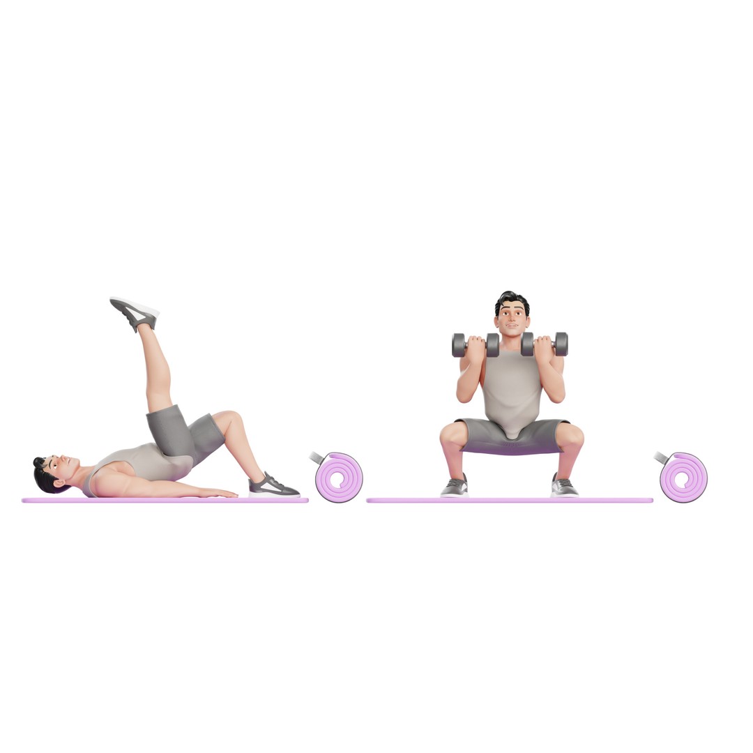 Cartoon Sports Gym Fitness Man 3D Model – Low Poly Rigged Character, FBX - View 11