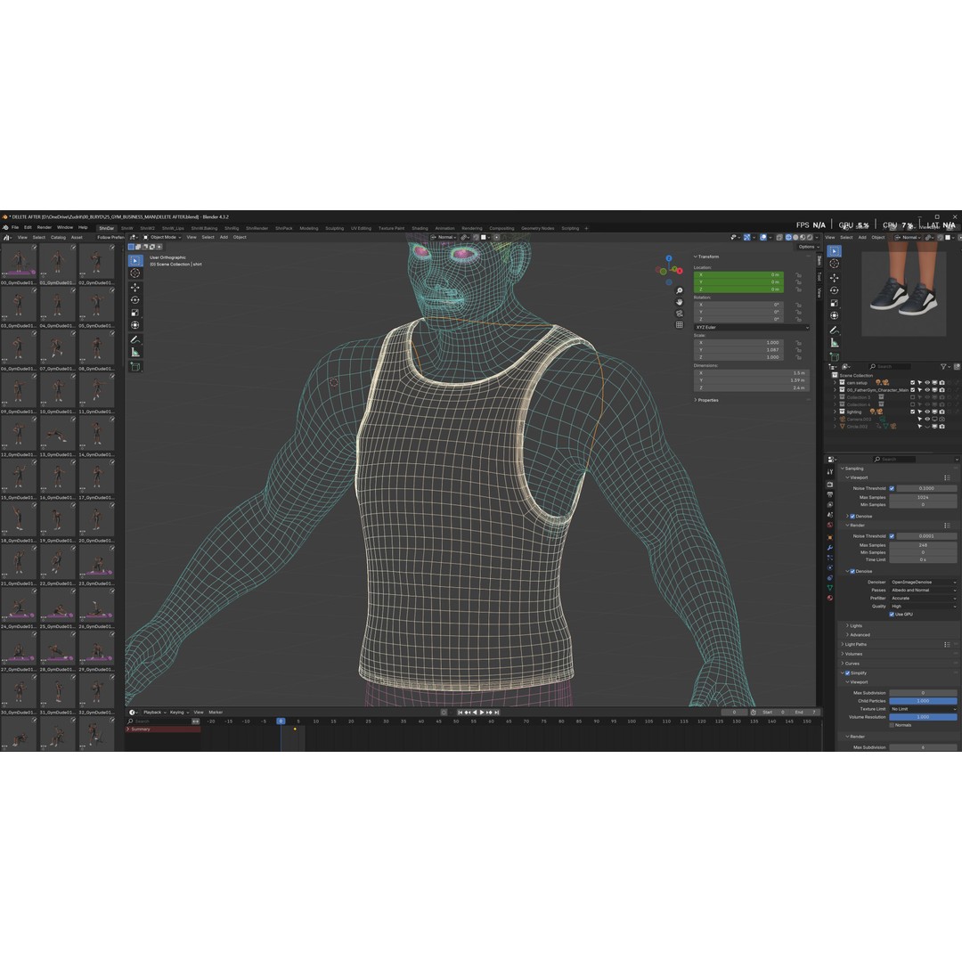 Cartoon Sports Gym Fitness Man 3D Model – Low Poly Rigged Character, FBX - View 14