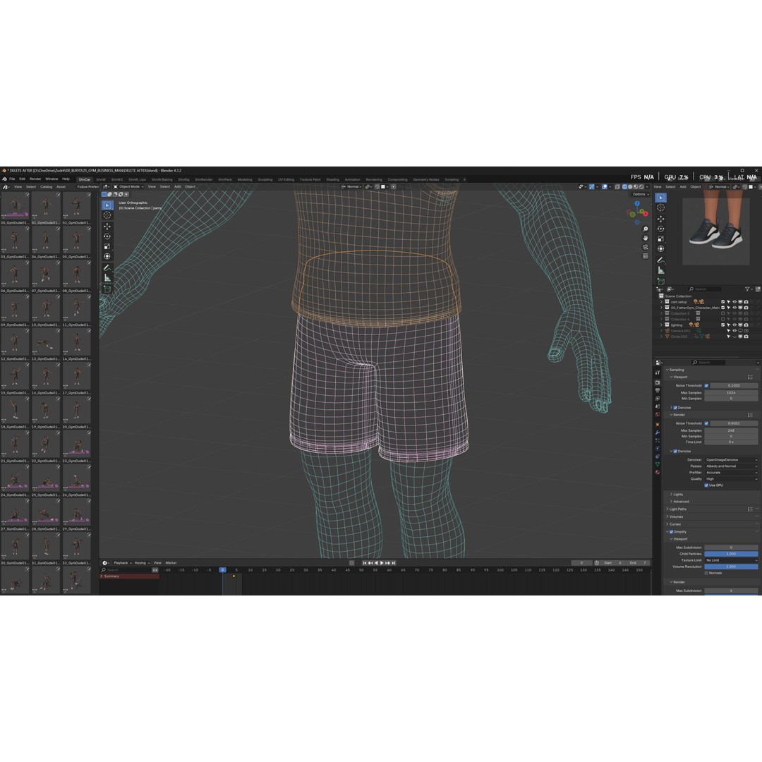 Cartoon Sports Gym Fitness Man 3D Model – Low Poly Rigged Character, FBX - View 15