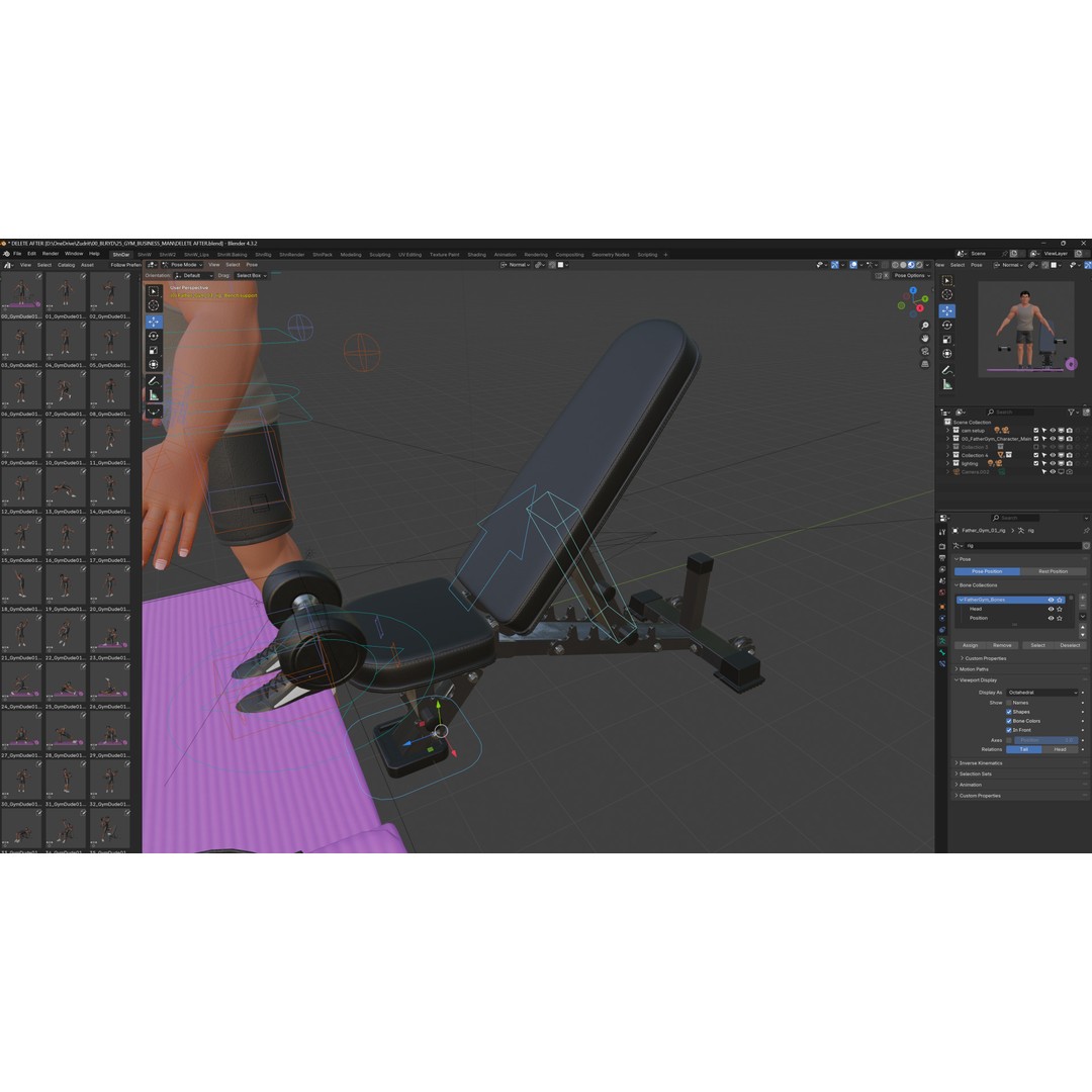 Cartoon Sports Gym Fitness Man 3D Model – Low Poly Rigged Character, FBX - View 21