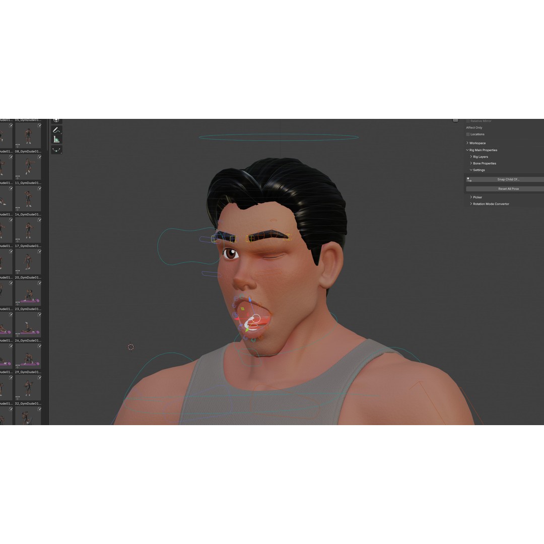 Cartoon Sports Gym Fitness Man 3D Model – Low Poly Rigged Character, FBX - View 23