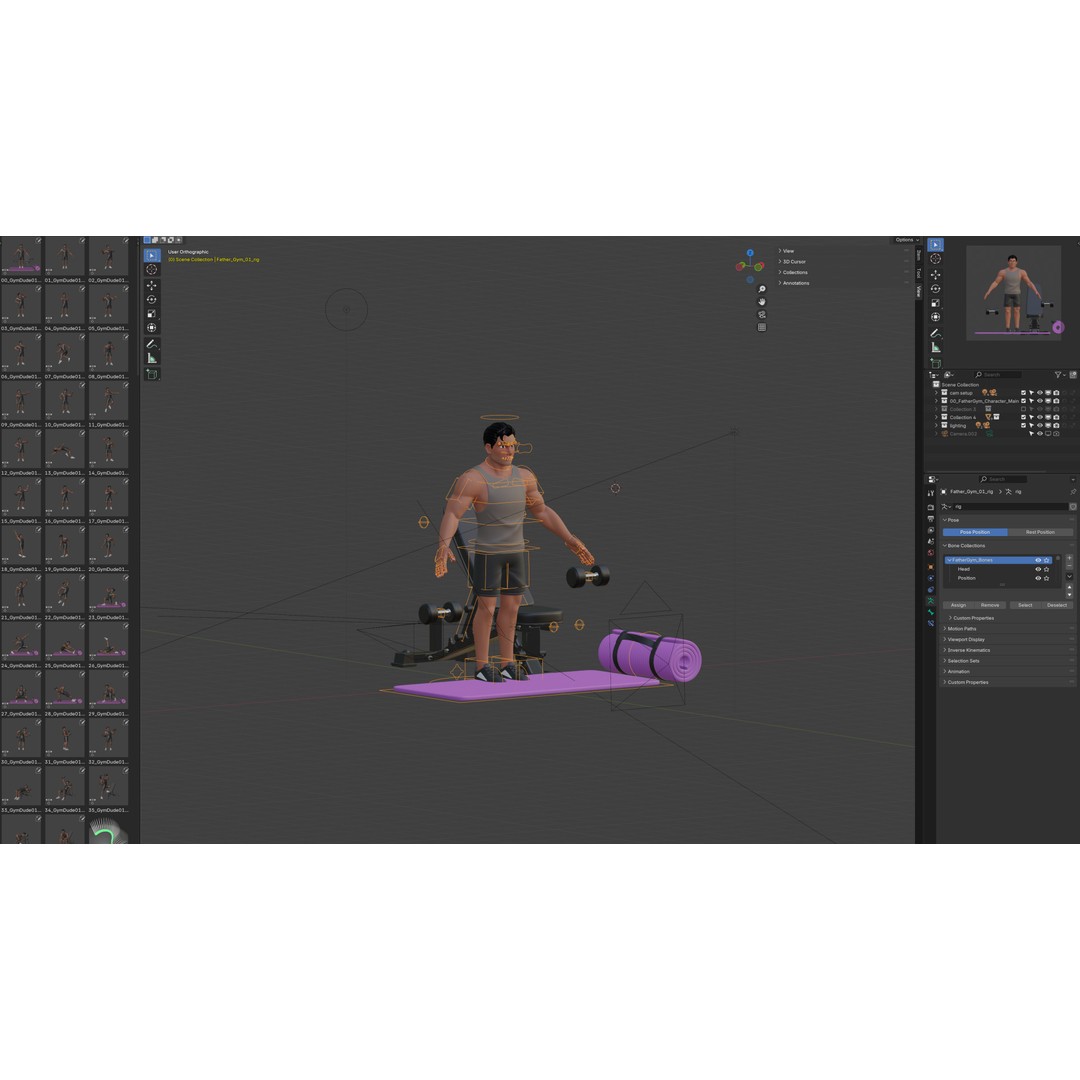 Cartoon Sports Gym Fitness Man 3D Model – Low Poly Rigged Character, FBX - View 3
