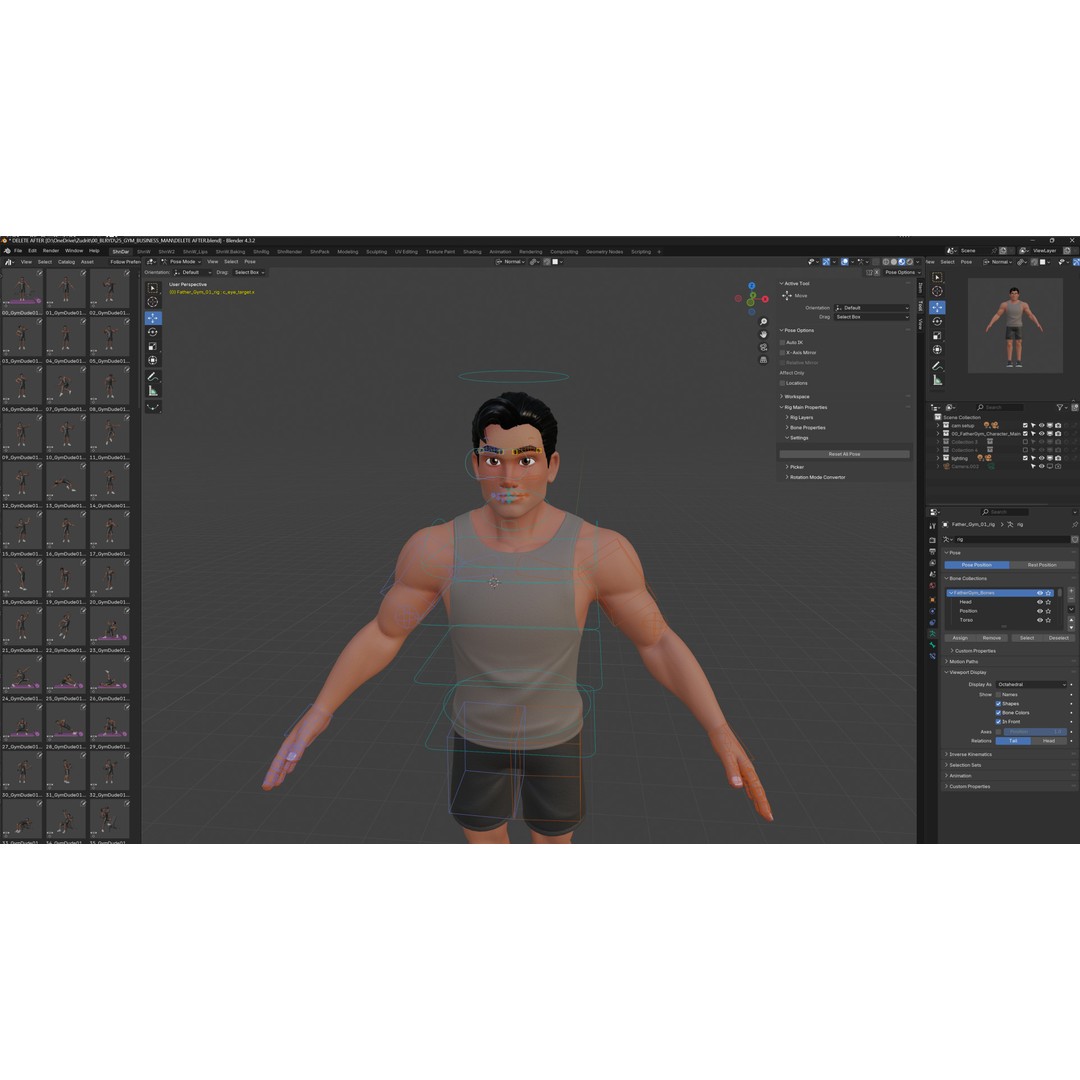 Cartoon Sports Gym Fitness Man 3D Model – Low Poly Rigged Character, FBX - View 5
