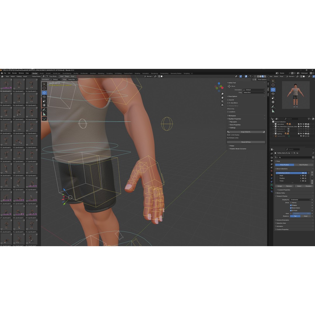Cartoon Sports Gym Fitness Man 3D Model – Low Poly Rigged Character, FBX - View 6