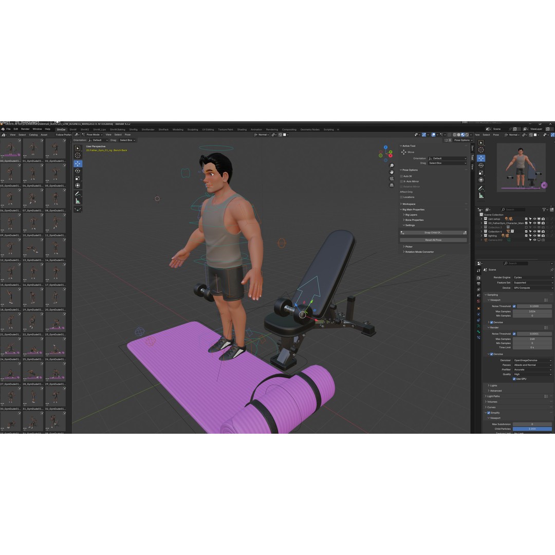 Cartoon Sports Gym Fitness Man 3D Model – Low Poly Rigged Character, FBX - View 7