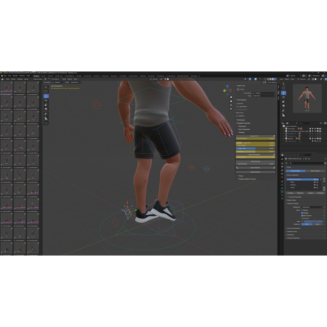 Cartoon Sports Gym Fitness Man 3D Model – Low Poly Rigged Character, FBX - View 8