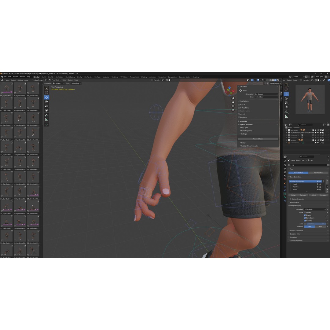 Cartoon Sports Gym Fitness Man 3D Model – Low Poly Rigged Character, FBX - View 9